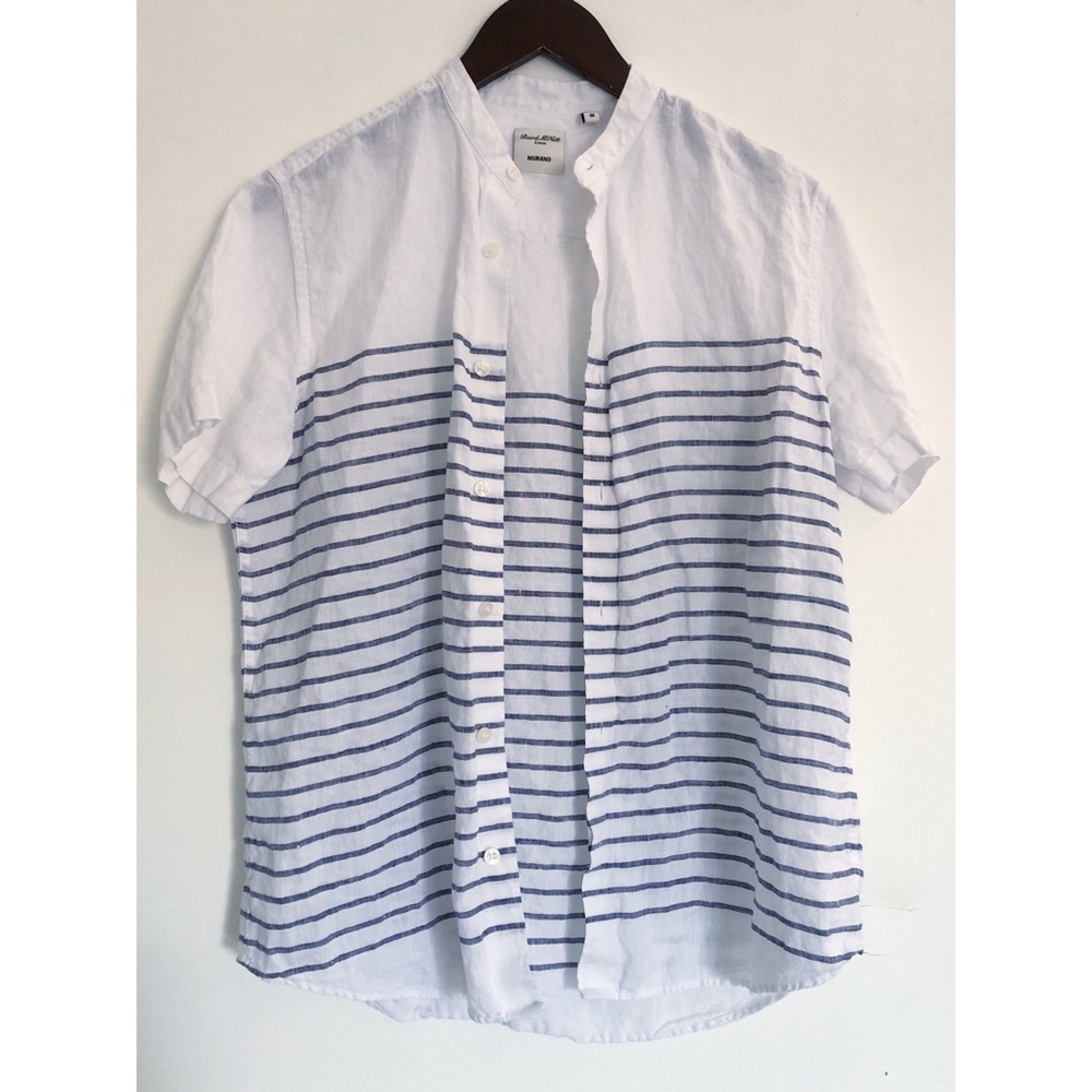 Baird McNutt Linen Collarless Button Down Shirt